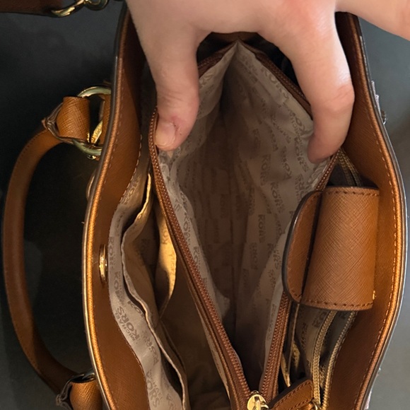 Michael Kors Cognac Saffiano Leather Satchel with Strap - Picture 4 of 5